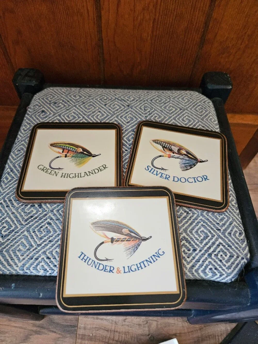 Vintage Pimpernel Coaster Set of 6, Fly Fishing Lures